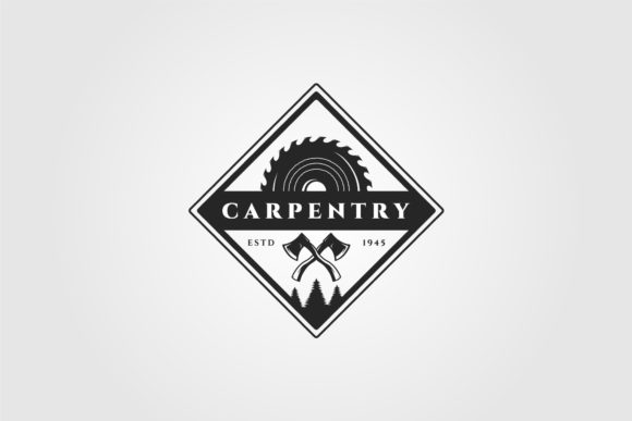Carpentry Wood Working Logo Retro