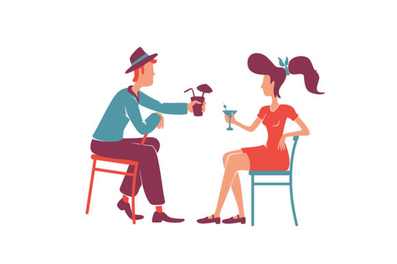 Couple at Retro Bar Enjoying Cocktails
