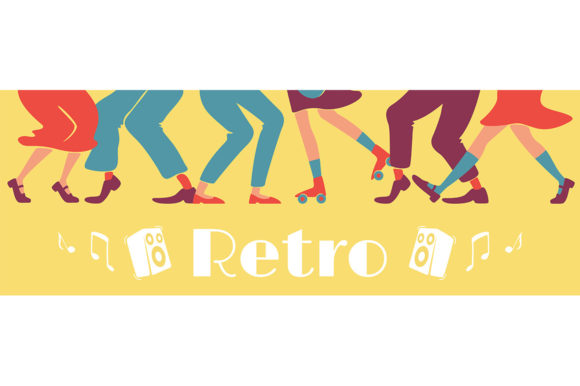 Retro Style Party Banner Flat Vector