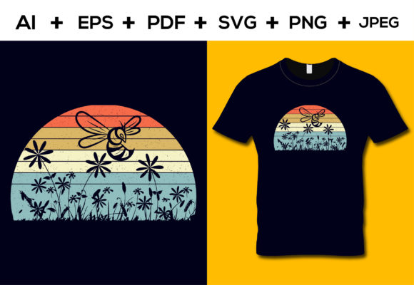 Retro Sunset Bees T-shirt Design