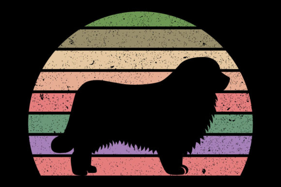 Retro Vintage Sunset Newfoundland Dog