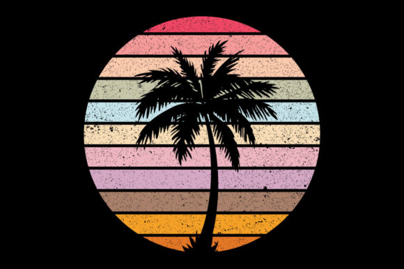 Retro Vintage Sunset Palm Tree 11