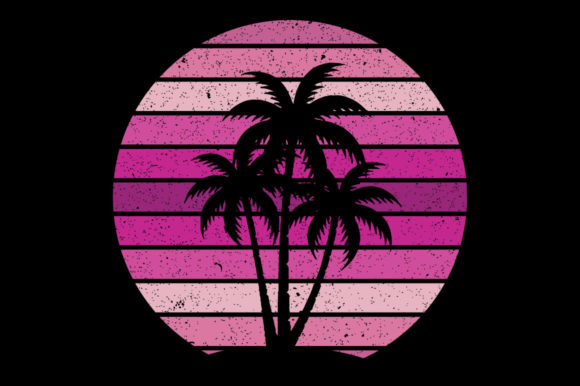 Retro Vintage Sunset Palm Tree 2