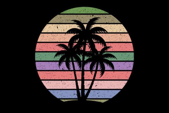 Retro Vintage Sunset Palm Tree 6