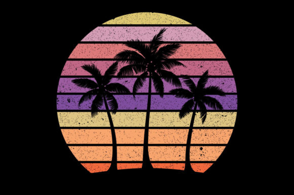 Retro Vintage Sunset Palm Tree