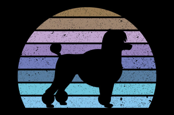 Retro Vintage Sunset Poodle Dog