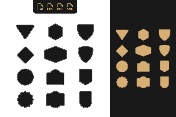 Set of Blank Badge Emblem Solid SVG