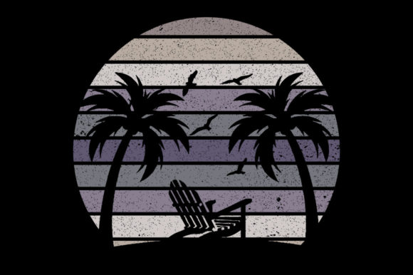 Vintage Retro Sunset Palm Tree 12