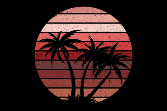Vintage Retro Sunset Palm Tree 13