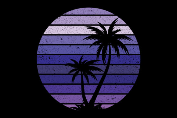 Vintage Retro Sunset Palm Tree 14