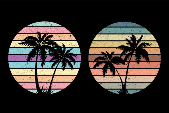 Vintage Retro Sunset Palm Tree Kdp