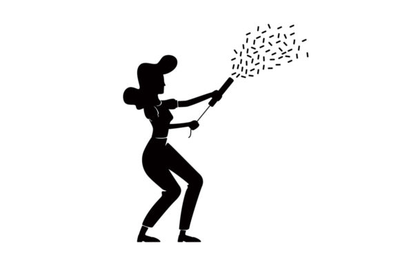 Woman with Retro Party Slapstick Black